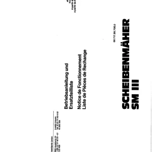 Pottinger Scheibenmaher Sm Iii Parts Manual