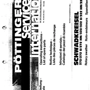 Pottinger Schwadkreisel 272 272 322 Parts Manual