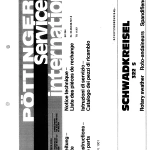 Pottinger Schwadkreisel 322S 1986 Parts Manual