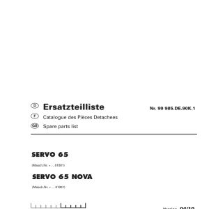 Pottinger 65 65Nova Parts Manual