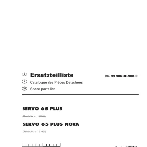 Pottinger 65Plus 65Plus Nova Parts Manual