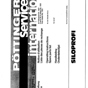 Pottinger Siloprofi 1987 Parts Manual