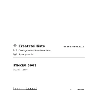 Pottinger Synkro 3003 Parts Manual