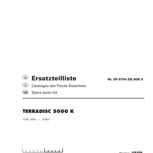 Pottinger Terradisc 5000 Parts Manual