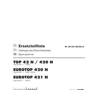 Pottinger 42N 420N Eurotop 420N 421N Parts Manual