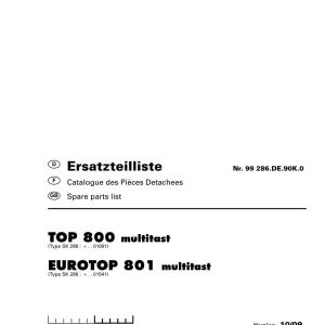 Pottinger Eurotop 801 Parts Manual