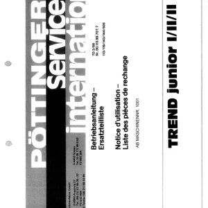 Pottinger Junior I Ii Iia 1987 Parts Manual