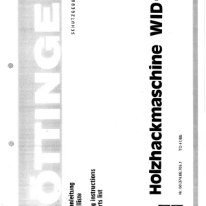 Pottinger Wid E Holzhackmaschine 1984 Parts Manual