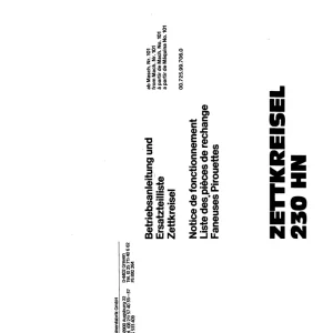 Pottinger Zettkreisel 230 Hn Parts Manual