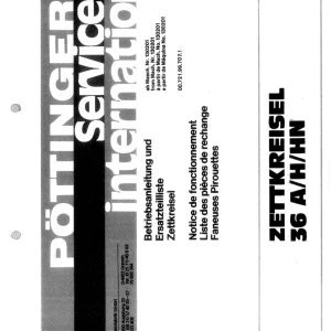 Pottinger Zettkreisel 36 A H Hn Parts Manual