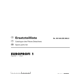 Pottinger Europrofi 1 Parts Manual