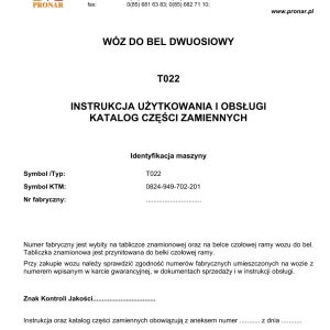 Pronar T022 Parts Manual