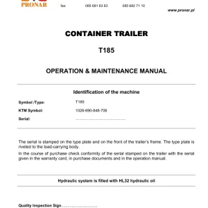 Pronar T185 Parts Manual