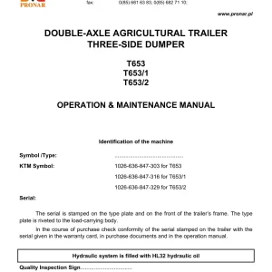 Pronar T653 Parts Manual