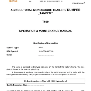 Pronar T669 Parts Manual