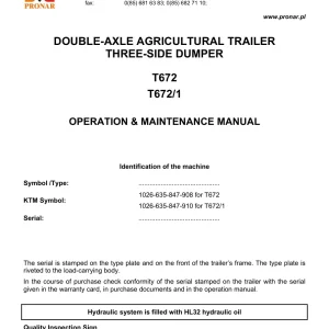 Pronar T672 Parts Manual