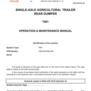 Pronar T681 Parts Manual
