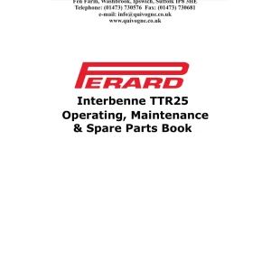 Quivogne Perard Ttr25 Parts Manual