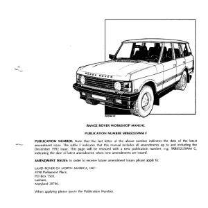 Range Rover 1992 1992 Service Manual