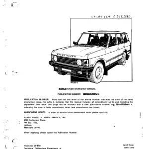 Range Rover 1987 1991 1991 Service Manual