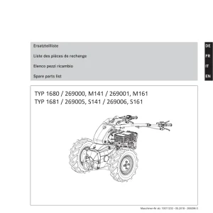 Rapid Technic Monta 1680 1861 M141 S141 M161 S161 Parts Manual