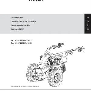 Rapid Technic Varea 1693 1694 M231 S231 Parts Manual