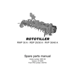 Rau Rototiller Rwp30 Rdp25 30 Rvp30 40 2005 Parts Manual