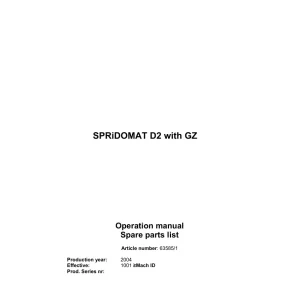 Rau Spridomat D2 Gz 2004 Parts Manual