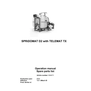 Rau Spridomat D2 Telemat Tx 2004 Parts Manual