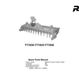 Rau Toptiller Tt1830 Tt1835 Tt1840 2006 Parts Manual
