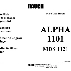 Rauch Alpha 1101 Mds 1121 Parts Manual