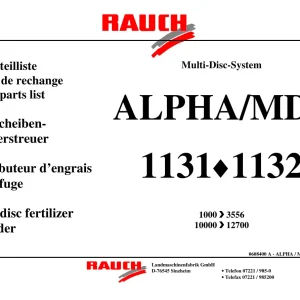 Rauch Alpha Mds 1131 1132 Parts Manual