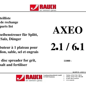 Rauch Axeo 2.1 6.1 Parts Manual
