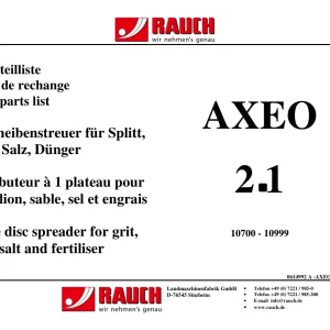 Rauch Axeo 2.1 Parts Manual