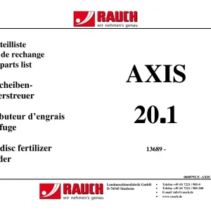 Rauch Axis 20.1 Parts Manual