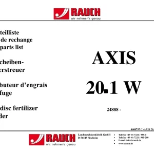 Rauch Axis 20.1W Parts Manual