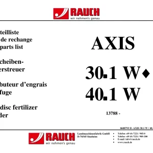 Rauch Axis 30.1W 40.1W Parts Manual