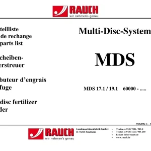 Rauch Mds 17.1 19.1 Parts Manual