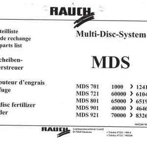 Rauch Mds 701 721 801 901 921 Parts Manual