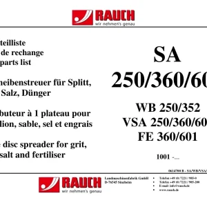 Rauch Sa 250 360 601 Parts Manual