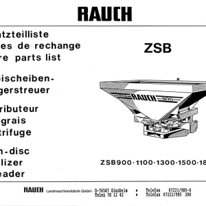 Rauch Zsb 900 1100 1300 1500 1800 Parts Manual