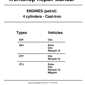 Renault E5F E6J E7F E7J 1991 Service Manual