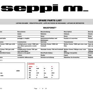 Seppi Maxiforst 2006 Parts Manual