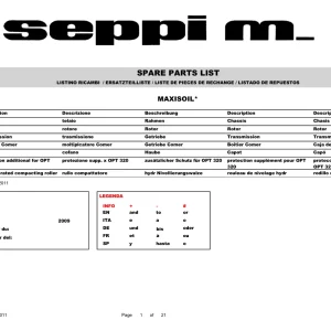 Seppi Maxisoil 2009 Parts Manual