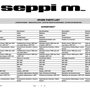 Seppi Superforst 2009 Parts Manual