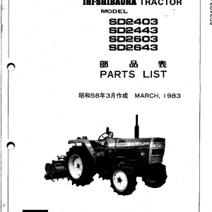 Shibaura Sd2403 Sd2443 Sd2603 Sd2643 1983 Parts Manual