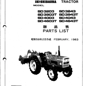 Shibaura Sd3203 Sd3243 Sd3903T Sd3943T Sd4003 Sd4043 Sd4603T Sd4643T 1983 Parts Manual