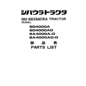 Shibaura Sd4000A Sd4000Ad Sa4000A O Sa4000Ad O Parts Manual