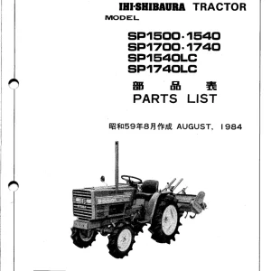 Shibaura Sp1500 Sp1540 Sp1700 Sp1740 Sp1540Lc Sp1740Lc 1984 Parts Manual