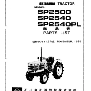 Shibaura Sp2500 Sp2540 Sp2540Pl 1985 Parts Manual